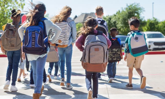 Kids walking home after school