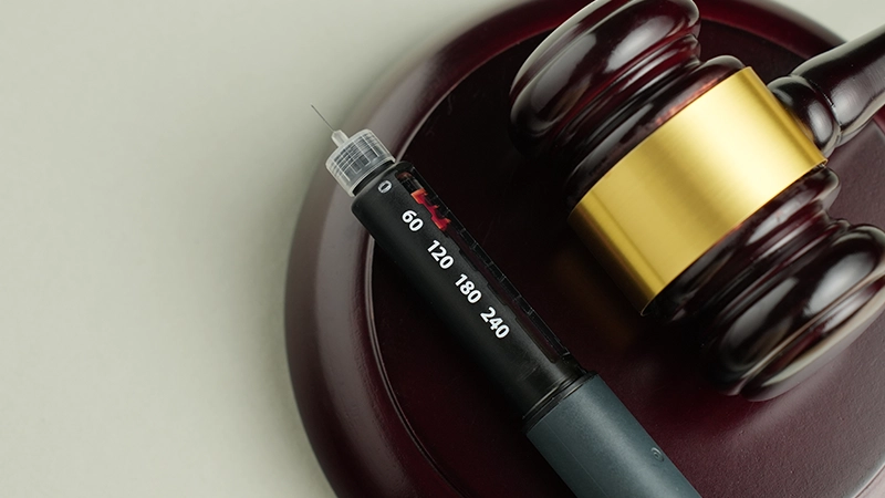Semaglutide injection pen with judge gavel